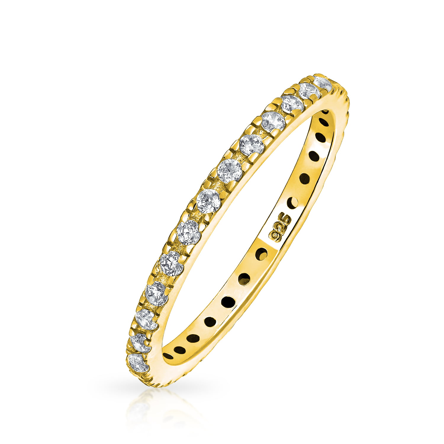 Pave CZ Cubic Zirconia Stackable Eternity Anniversary Wedding Band Ring