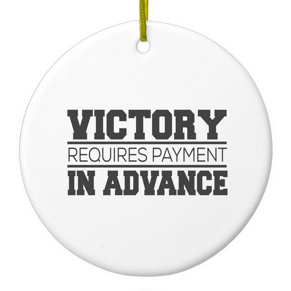 DistinctInk Hanging Ceramic Christmass Tree Ornament with Gold String - Great Gift / Present - 2 3/4 inch diameter - Victor Requires Payment in Advance