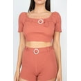 thumbnail image 4 of Scoop Neck Crop Top And Ribbed Shorts, 4 of 5
