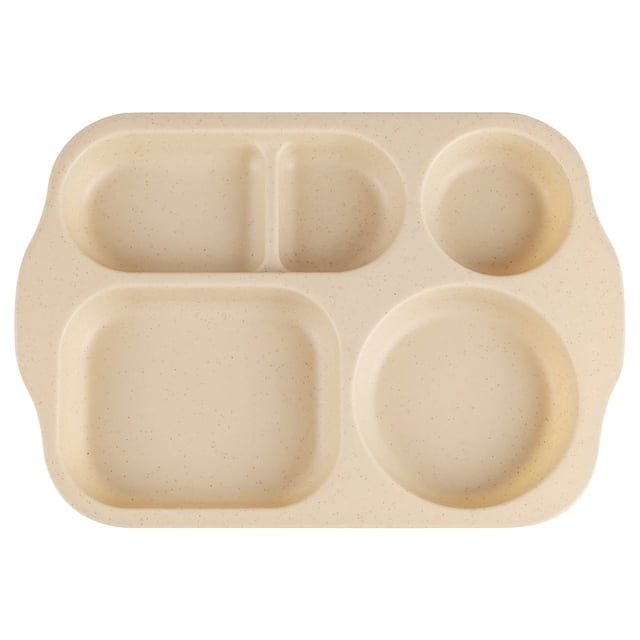 Kitchen Utensils Wheats Straw Children'S Meal Plates Student Five Meal Plates Thickened Cafeteria Partition Tableware Multi Lunch Plates