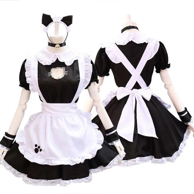 Sexy Lolita Maid Dress Cute Hollow Cat Womens Girls Dress Anime Cosplay Costume S-3XL