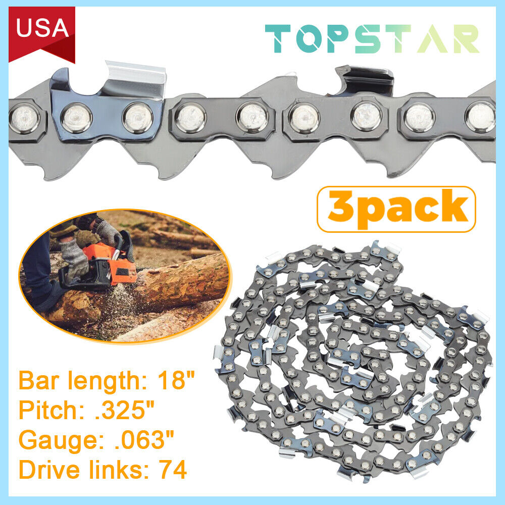 3PK SemiChisel Chainsaw Chain for Stihl MS280 MS290 18" .325063