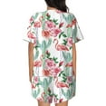 thumbnail image 3 of Naloa Flamingo Flower Women's Short-Sleeved Pajama Set, Loungewear, Summer pajamas, Breathable Cozy - 4X-Large, 3 of 9
