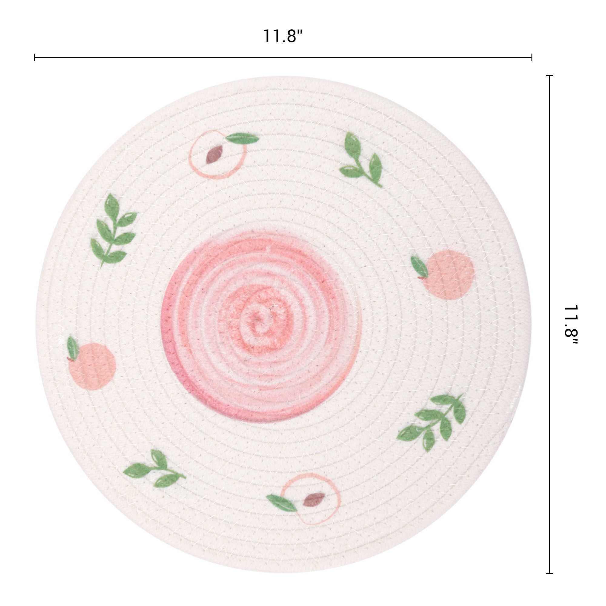 Unique Bargains Round Placemats 6pcs Woven Placemats Pink 11.8"x11.8"