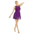 thumbnail image 3 of ZDHoor Womens Lyrical Dance Dress Contemporary Chiffon Ballet Leotard High Low Skirted Dancewear Purple Large, 3 of 7