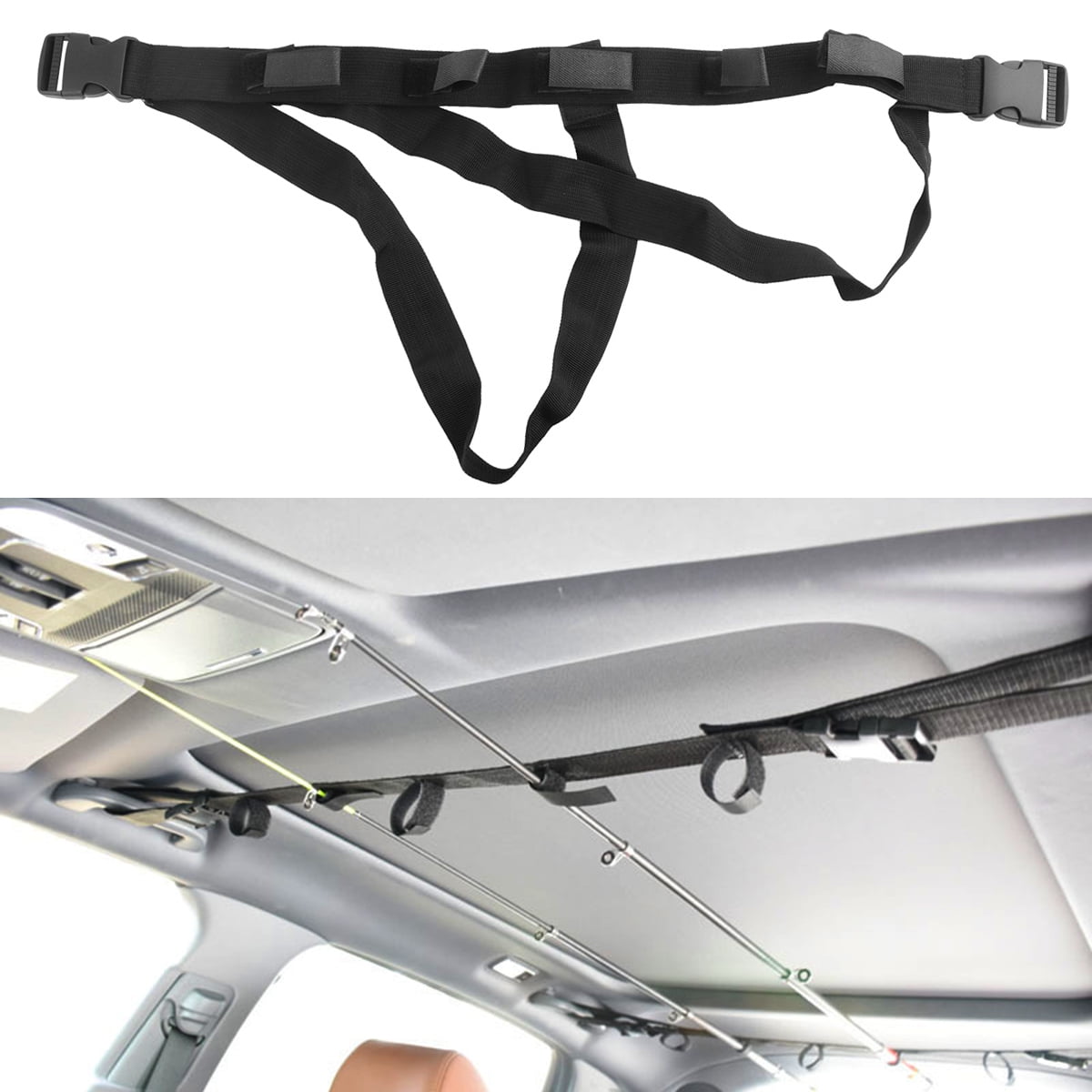 Vosarea 1Set Black Car Rod Straps with Snap Buckle for Safe and Organized Fishing Tackle