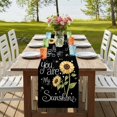 thumbnail image 4 of Table Runners 90 Inches Long Dress Scarves, You Are My Sunshine Farmhouse Coffee/Dining/Kitchen Table Runner for Living Room, Yellow Sunflowers Cute Bees Heart Black 13x90 Inch, 4 of 9