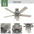 thumbnail image 3 of Hunter 52 inch Indoor Ceiling Fan with LED Lights and Remote Control - Smart Ceiling Fan, Standard Mount, 5 Blades, For Bedroom, Living Room, or Kitchen, Quiet - Techne 52310, Matte Silver, 3 of 20