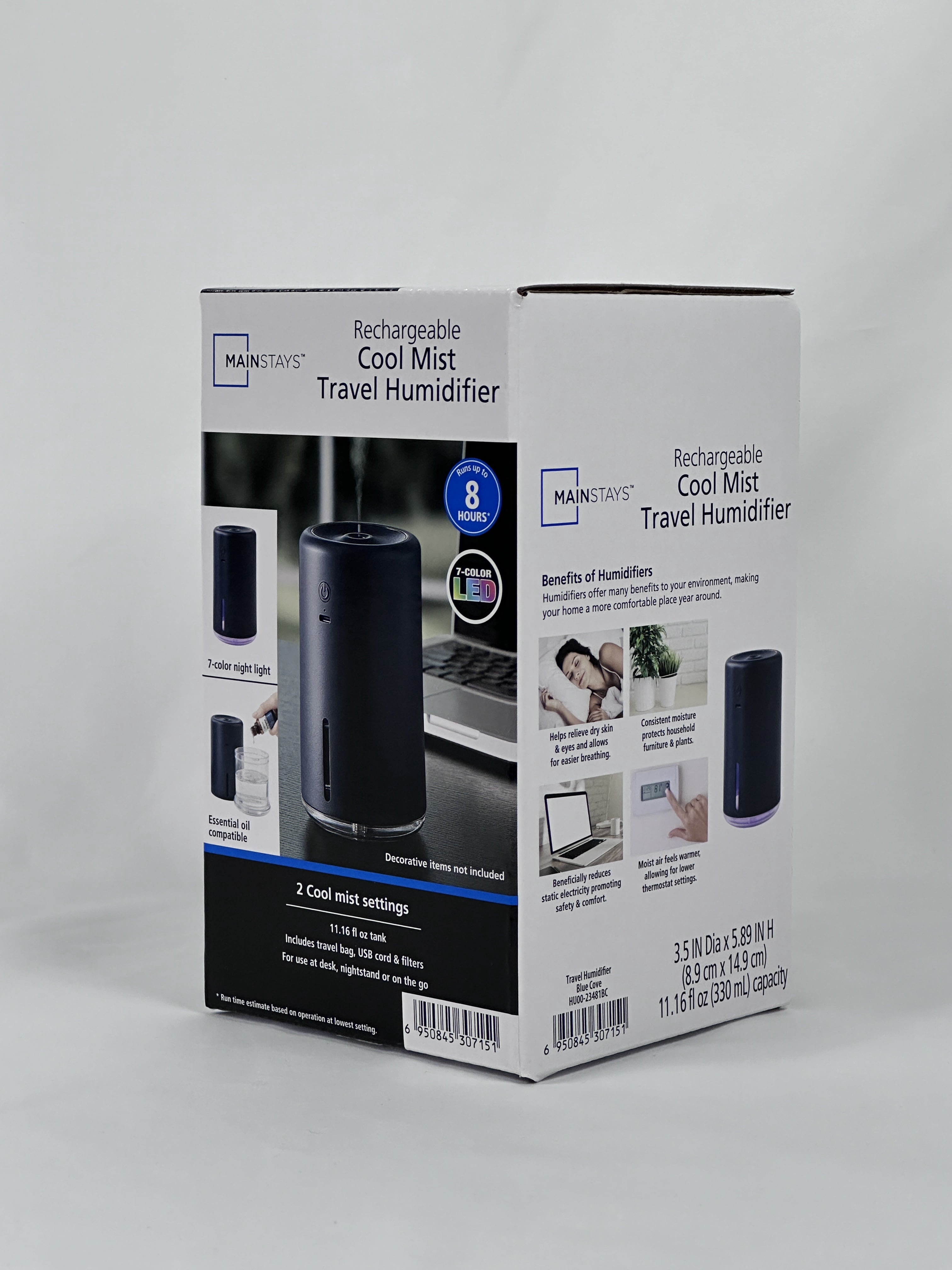 (4 pack) Mainstays Portable Rechargeable Evaporative Humidifier, Cordless, Desktop, Travel, Blue