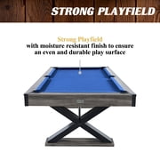 Barrington Billiards Felix 7.25 ft Pool Table with 2 Cue Sticks & Complete Accessory Set, Blue