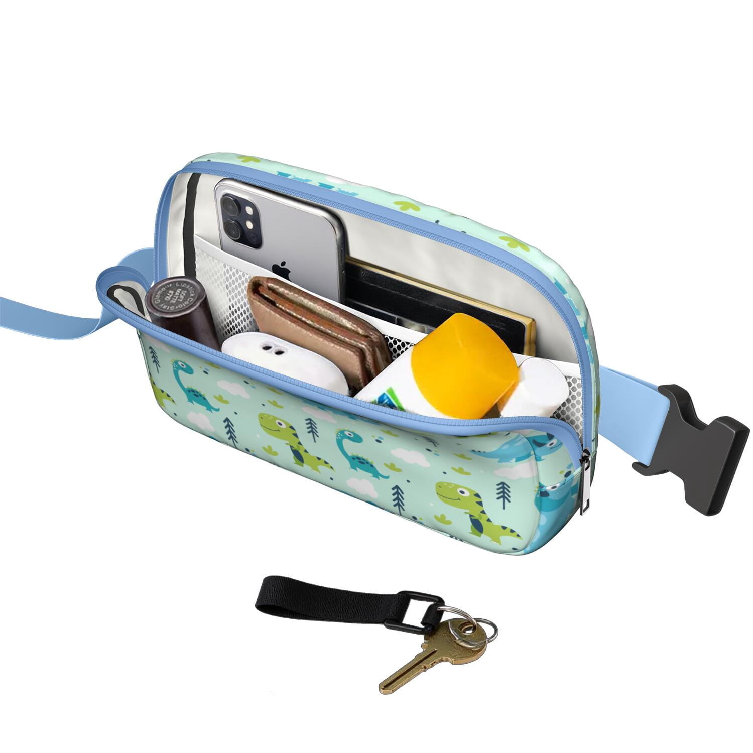 Cute Dinosaur Fanny Pack for Women – Funny Cartoon Dino Print Waist Bag with Colorful Pattern, Lightweight Travel Belt Bag for Dinosaur Lovers