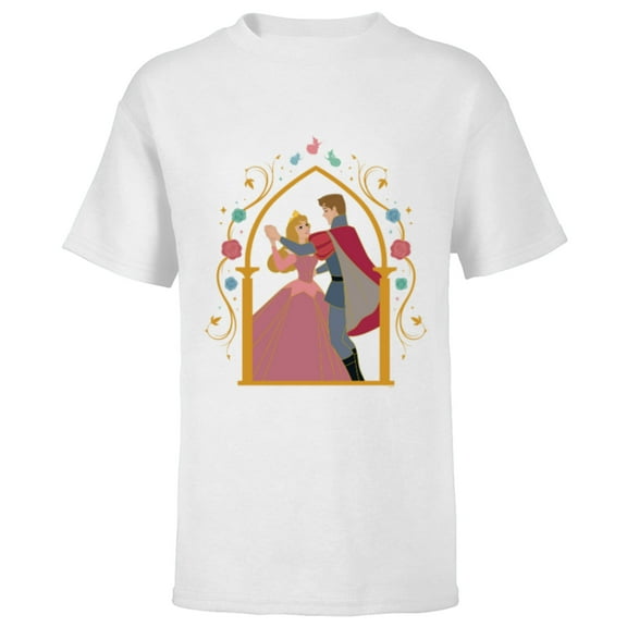 Disney Princess Sleeping Beauty 65th Anniversary Love Dance - Short Sleeve T-Shirt for Kids - Customized-White