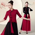 Square Dance Costume Cheongsam Classical Dance Rhyme Practice Suit Mesh