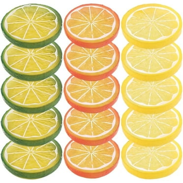 15 Pcs Plastic Fake Lemon Slices Simulation Fruit Model Lime Filling for Home Decoration