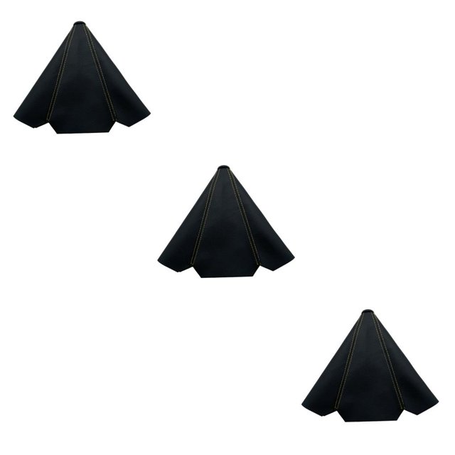 Transemion Car Shift Lever Collar PU Leather Interior Shifter Cover Automobile Manual Knob Stick Protector Modification Riding Yellow Line 3Set