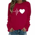 thumbnail image 1 of Bowake T-Shirts de la Saint-Valentin pour Femmes Col Rond Manches Longues T-Shirt Cœur Décontracté Mode Décontractée Chandail en Molleton Cadeaux pour Femmes, 1 of 4