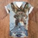 thumbnail image 1 of Fiudx Ofertas Relámpago Moda Mujer Casual Cuello En V Blusa Sólida Manga Corta Camiseta Verano Tops, 1 of 3