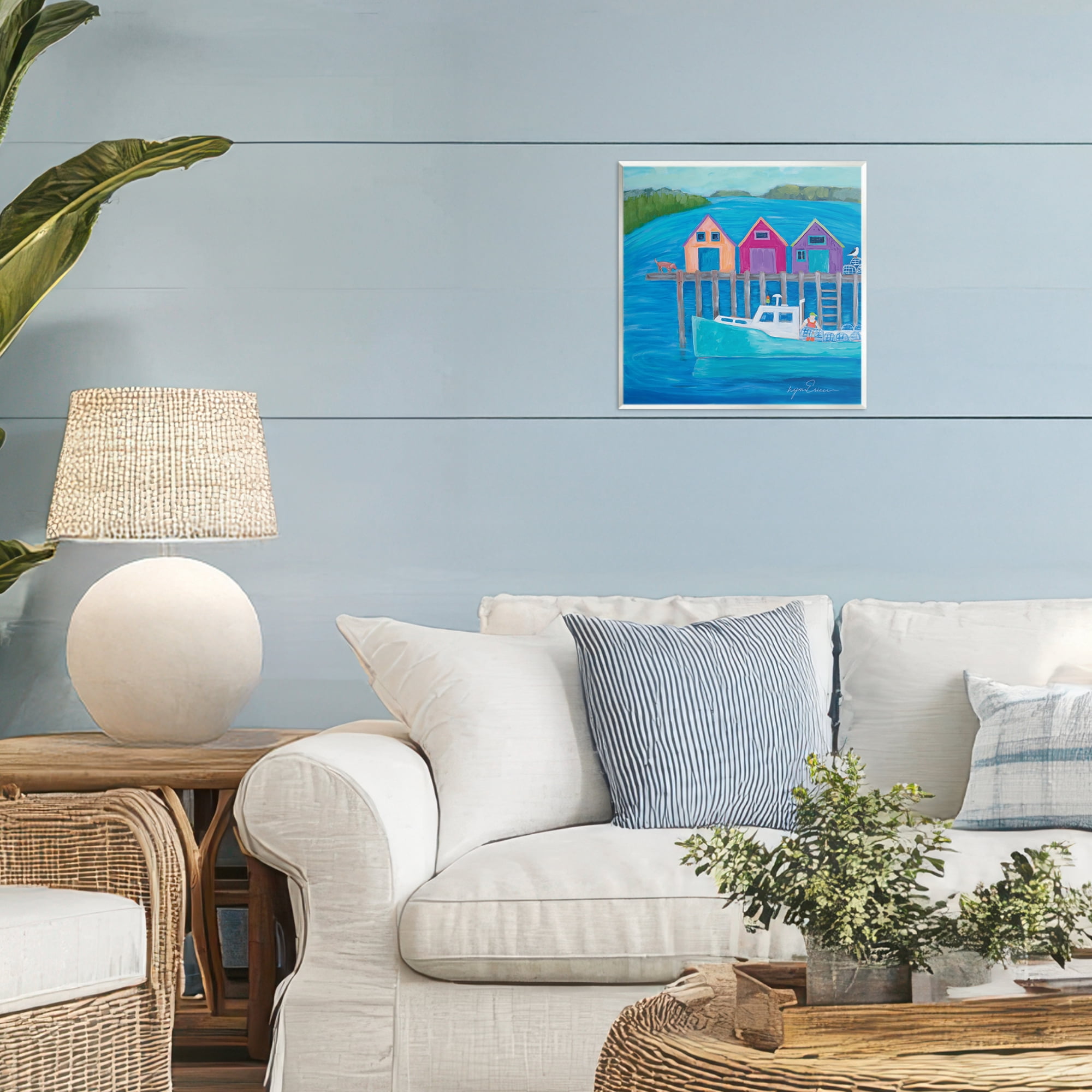 Stupell Industries Work Day at Seaside Village Wall Plaque Art, design by Lynn Ericson Fine Art