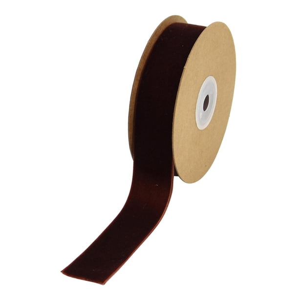 Cinta de terciopelo, cinta decorativa, cinta flocada multiusos para bricolaje con carrete para Marrón