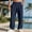 #Navy(New), variant on Fashion Men's Solid Color Waffle Weave Casual Loose Elastic Drawstring Waist Comfort Straight Leg Pants with Pockets
