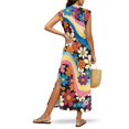 thumbnail image 4 of KUIFORTI Spring Couple Matching Outfits Bohemian Flower 4-Way Stretch Husband Wife Matching Outfits Gifts for Couples Slit Design Soft and Comfortable Quick-dry Lightweight, 4 of 7