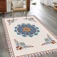 thumbnail image 3 of Vintage Blue Floral Washable Area Rug 4 x 6 ft Country Retro Exotic Geometric Abstract Flower , Soft Non Slip Rugs Stain Repellent Indoor Felt Carpet for Living Dining Room Bedroom Home Office, 3 of 9