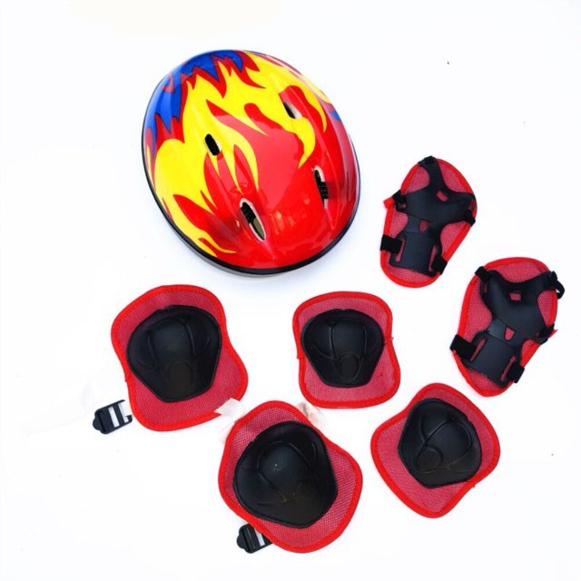Juego de equipo de protección para niños, rodilleras protectoras de muñeca, coderas, bicicleta, monopatín, patinaje sobre hielo, Protector de rodilla, seguridad deportiva, 7 piezas Fivean Cascos de ciclismo