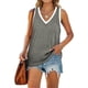 thumbnail image 3 of Jumpingount Camiseta sin mangas con cuello en V para mujer Camiseta sin mangas de color casual para mujer Camiseta sin mangas con bloque en V Prendas para la parte del cuerpo Raya negra L Jumpingount  AP002686-28, 3 of 6