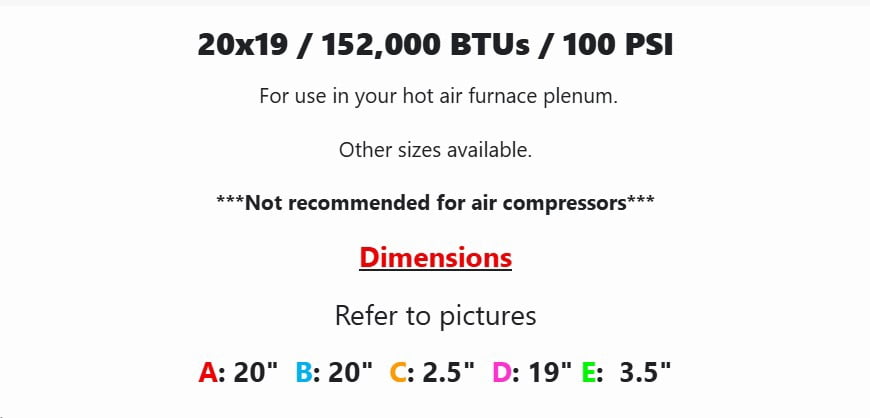 20x19 Water to Air Heat Exchanger~~1" Copper Ports w/ EZ Install Front Flange