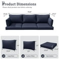 thumbnail image 2 of Snubbull 8-Piece Patio Furniture Cushions, Replacement Outdoor Cushions for 3-Seat Sectional Sofa, Waterproof & Zipped, 25.6"*23.6"*4", Navy, 2 of 8