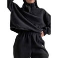 thumbnail image 3 of Conjunto Deportivo de Dos Piezas para Mujer: Sudadera con Media Cremallera y Pantalón Deportivo Holgado con Bolsillos Negro L, 3 of 7