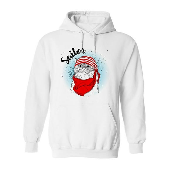 Cat In Sailor Hat  Hoodie Men -Image by Shutterstock, Male 5X-Large