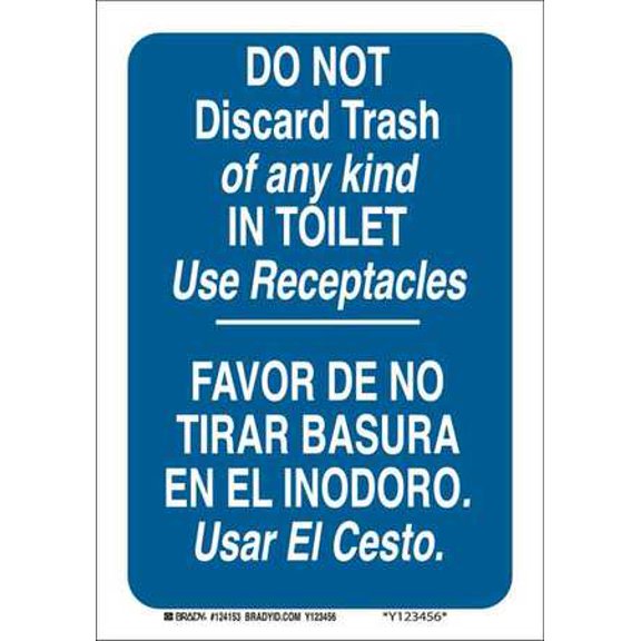 BRADY 124153 Restroom Sign,Bilingual,Poly,10 x7 in