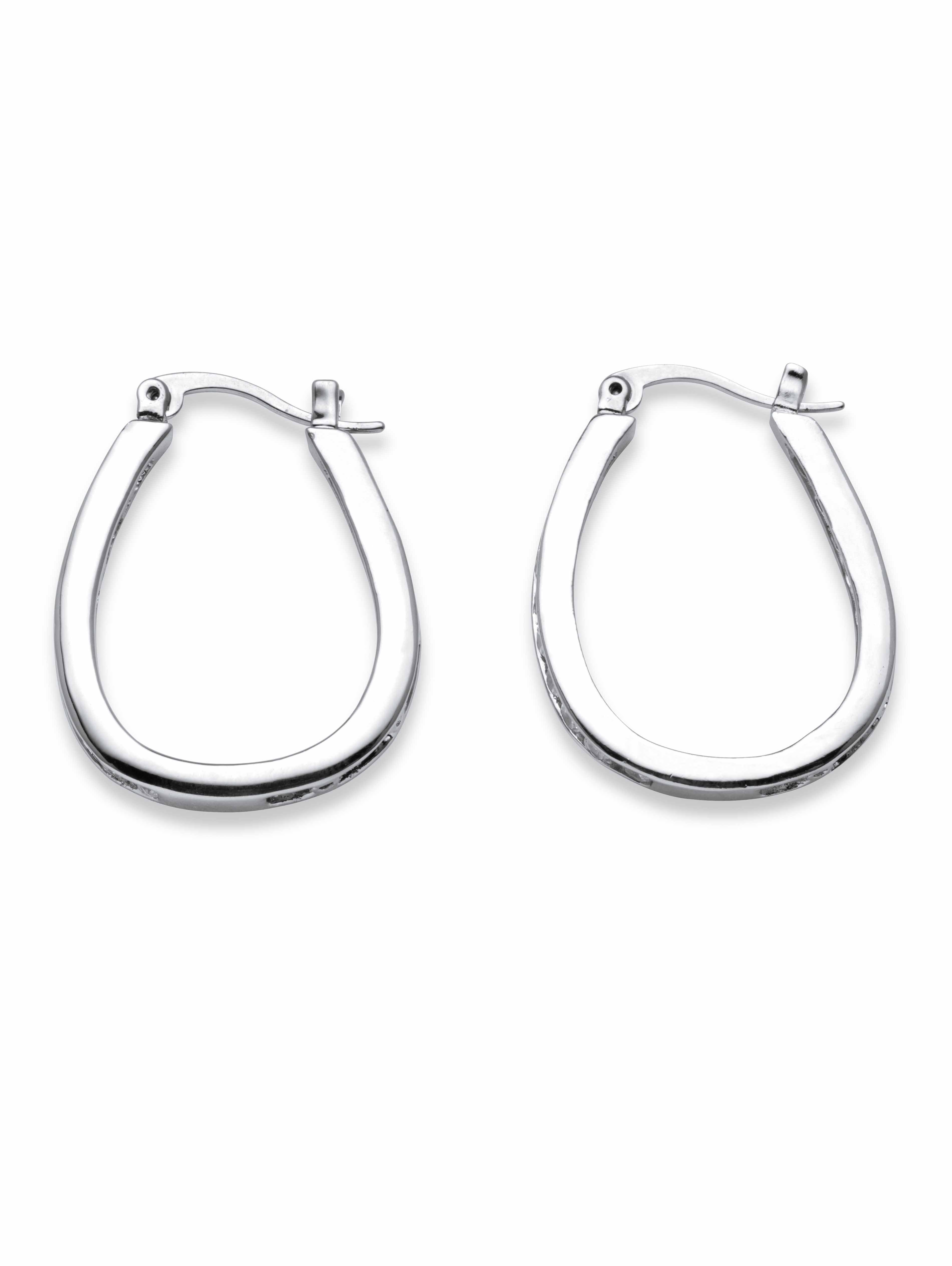 PalmBeach Jewelry 2.52 TCW Round Cubic Zirconia Silvertone or Goldtone Inside-Out Hoop Earrings (1")