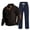 Navy, variant on Men's Stand Collar Corduroy Tracksuits - Button Up Henley Shirts & Cargo Pants Jogging Outfits with Elbow Patches