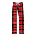 thumbnail image 5 of Tqcoqu Women's Plaid Print Wide Leg Pants, Elastic Waist Casual Lounge Sleep Long Trousers, Long Pajama Bottoms with Drawstring and Pockets,Women's S-XXL, 5 of 8