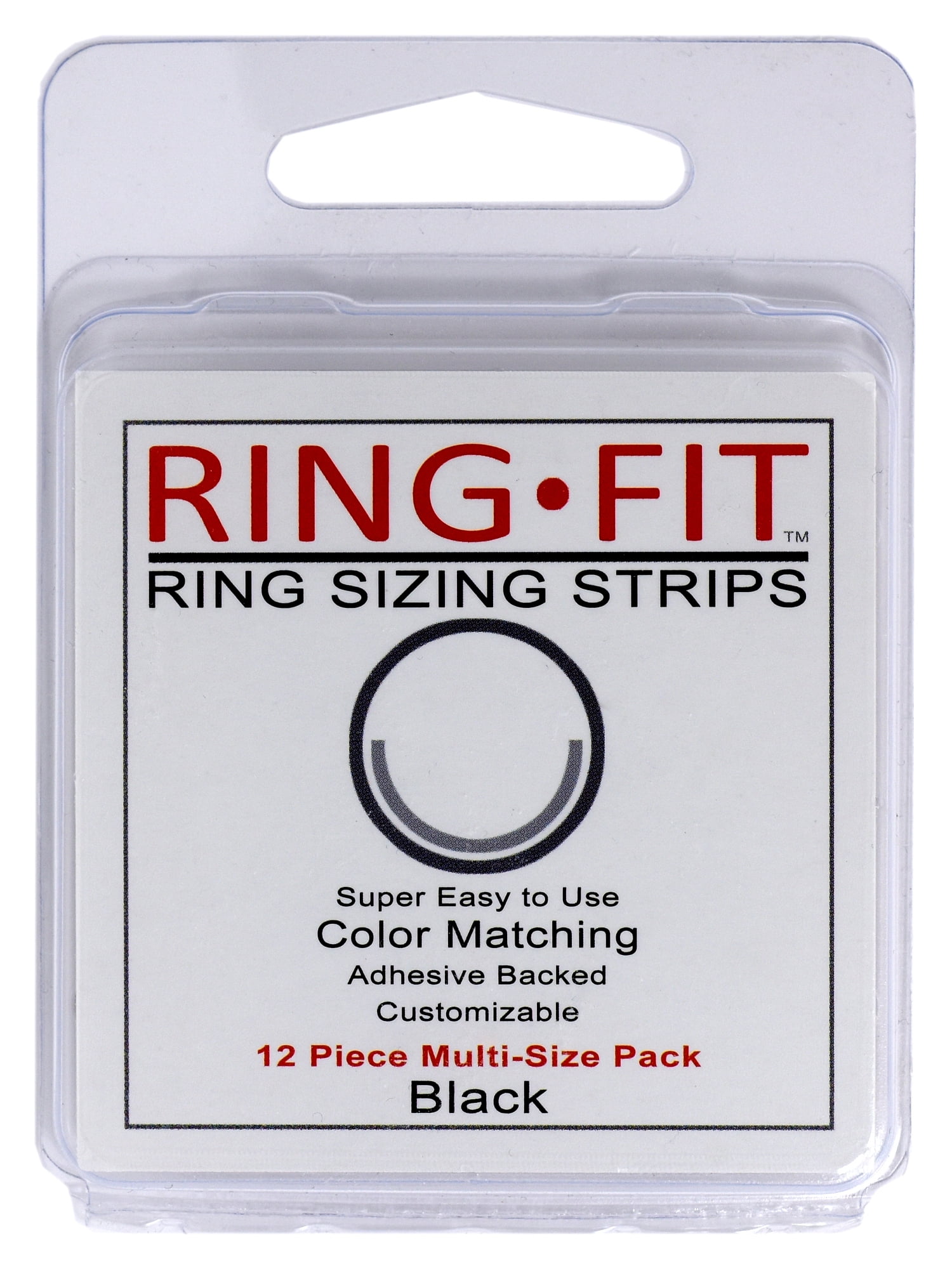 RingFit Ring Sizing Strips for WIDE Rings (wider than 3mm) Black 12