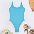 thumbnail image 4 of WREESH Womens One Piece Swimsuits Solid Color Swimwear Slim Swimsuit Bikini Straped Swimsuits Sleeveless Bathing Suits Blue, 4 of 7