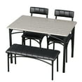 thumbnail image 1 of 4-Piece Dining Table Set for 4 with Upholstered Chairs & Bench, Wood Kitchen Table Set for Small Space, Apartment, 1 of 6