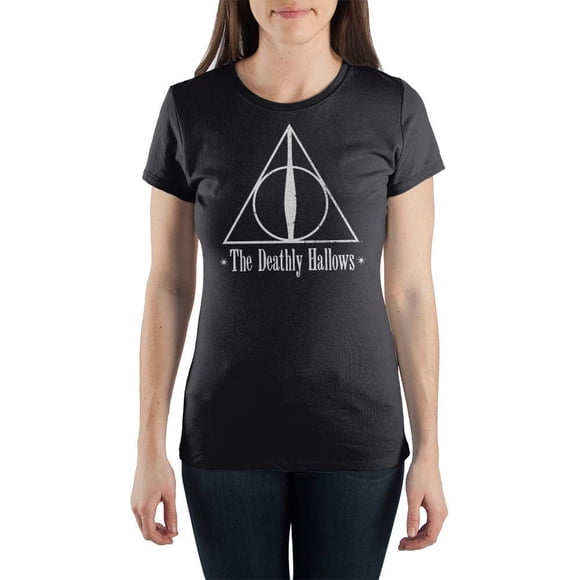 Harry Potter The Deathly Hallows Logo Women's Black Tee T-Shirt Shirt-Small