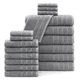 thumbnail image 4 of Casa Platino Juego de Toallas de 18 Piezas, 6 Toallas de Baño de 30x60 Pulgadas, 6 Toallas de Mano y 6 Paños, Toallas de Baño de Algodón Altamente Absorbentes - Ltimo Gris, 4 of 8