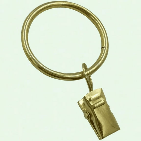 Set of 28 Gold Curtain Rings with Clips, 1.26" Inner Diameter, Fits 1-Inch Rod