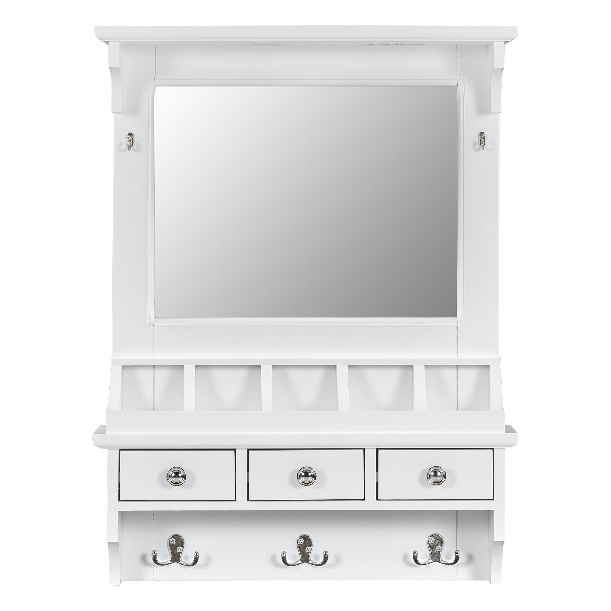 AENKYO Floating Makeup Vanity with Mirror & Drawers | Wall-Mounted Organizer for Bathroom & Bedroom, White