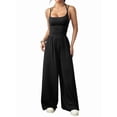thumbnail image 2 of Women'S Summer Jumpsuit Spaghetti Strap One-Piece Outfit Wide Leg Baggy Pants Romper Black L, 2 of 10