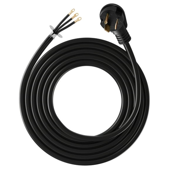KFFKFF 10 ft Dryer Power Cord, 3-Prong NEMA 10-30P Appliance Cable with Eyelet Connectors, 125V/250V, SDRT 10AWG/3C, 30A, Copper Wire with PVC Tie, Suitable for Indoor & Outdoor Applications