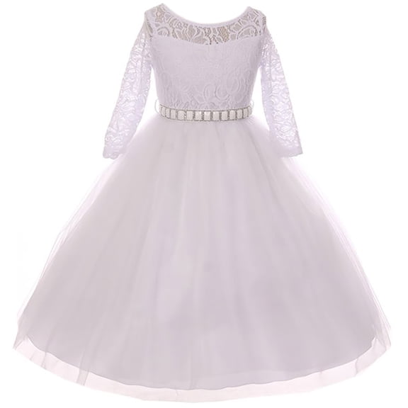Little Girl Formal Communion Wedding Bridesmaid Party Girl Dress USA White 2 MBK 372 BNY Corner