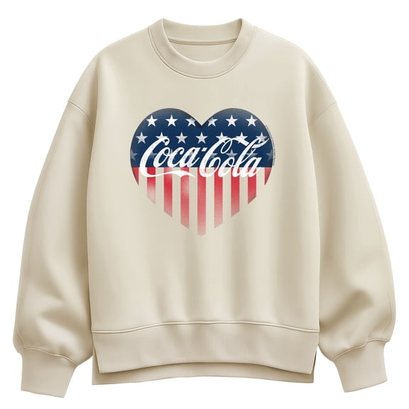 Coca-Cola - USA Heart Oversized Fleece Crew Sweatshirt