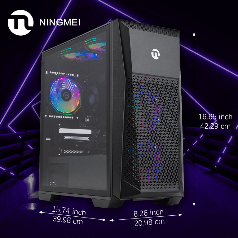 Ningmei Gaming Desktop PC, AMD Ryzen 5 5600GT, 16GB DDR4 RAM, 1TB SSD, 6 RGB Fans, 600W, Win11, Wifi Ningmei Gaming Desktop PC, AMD Ryzen 5 5600GT, 16GB DDR4 RAM, 1TB SSD, 6 RGB Fans, 600W, Win11, Wifi