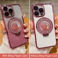 thumbnail image 4 of for iPhone 16 Pro Max Bling Kickstand Case, Girly Woman Glitter Floating Liquid Ring Holder with Camera Lens Protector Soft Cute Stand Shockproof Phone Cover for iPhone 16 Pro Max (Pink), 4 of 6