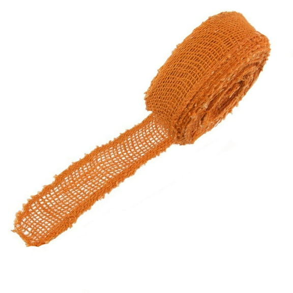 BambooMN 1.5" Wide 10 Yard Orange Burlap Fabric Craft Ribbon Roll for Gift Wrap, Floral Arrangements, Decorations or DIY Projects , 10 Pieces